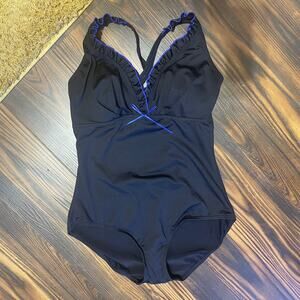 Gabar One Piece Ruffle Front Halter Neck Swimsuit size 16